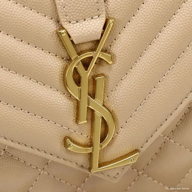 CHEAP Grained Matelasse Bag Saint Chain Laurent Gold Mixed Medium Leather Apricot Envelope In 0405